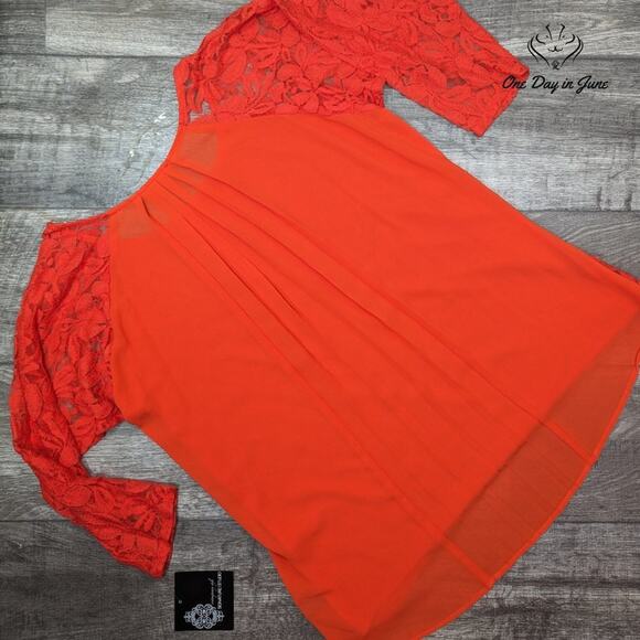 Signature Studio Floral Lace Layered Top Size L - Picture 5 of 5